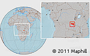 Gray Location Map of Manono, within the entire country, hill shading