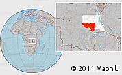 Gray Location Map of Manono, highlighted parent region, hill shading