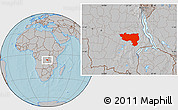 Gray Location Map of Manono, hill shading