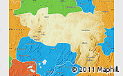 Physical Map of Manono, political outside