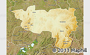 Physical Map of Manono, satellite outside