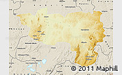 Physical Map of Manono, shaded relief outside