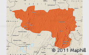 Political Map of Manono, shaded relief outside