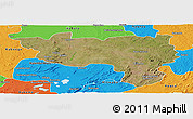 Satellite Panoramic Map of Manono, political outside