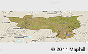 Satellite Panoramic Map of Manono, shaded relief outside