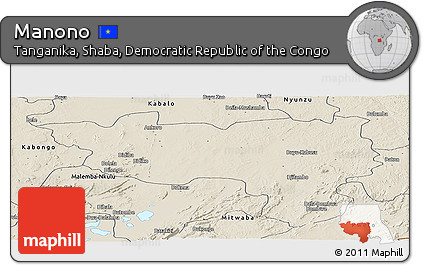 Shaded Relief Panoramic Map of Manono