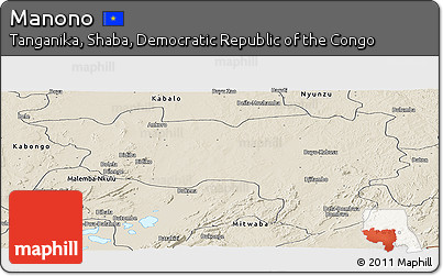 Shaded Relief Panoramic Map of Manono