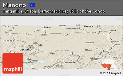 Shaded Relief Panoramic Map of Manono