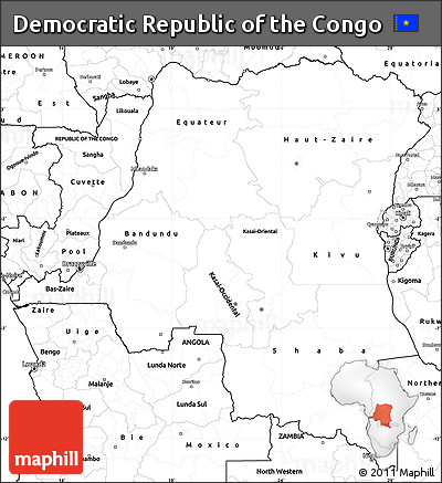 Blank Simple Map of Democratic Republic of the Congo