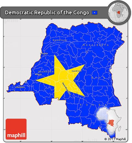 Flag Simple Map of Democratic Republic of the Congo, flag aligned to the middle