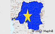 Flag Simple Map of Democratic Republic of the Congo, single color outside, borders and labels