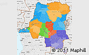 Political Simple Map of Democratic Republic of the Congo, single color outside, borders and labels