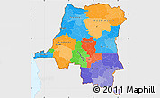 Political Simple Map of Democratic Republic of the Congo, single color outside