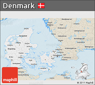 Classic Style 3D Map of Denmark