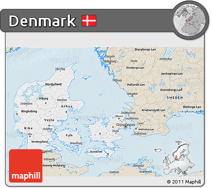 Classic Style 3D Map of Denmark