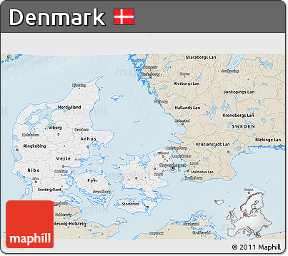 Classic Style 3D Map of Denmark