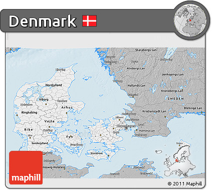 Gray 3D Map of Denmark