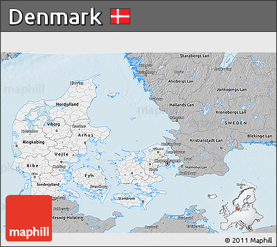 Gray 3D Map of Denmark