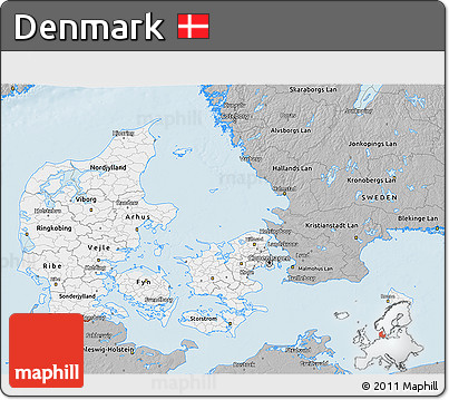 Gray 3D Map of Denmark