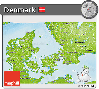 Physical 3D Map of Denmark