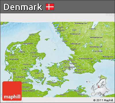 Physical 3D Map of Denmark