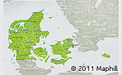 Physical 3D Map of Denmark, lighten, semi-desaturated
