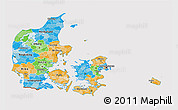 Political 3D Map of Denmark, cropped outside