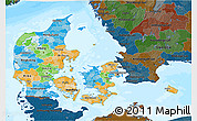Political 3D Map of Denmark, darken, land only