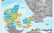 Political 3D Map of Denmark, desaturated, land only