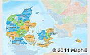 Political 3D Map of Denmark, lighten, land only