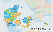 Political 3D Map of Denmark, lighten