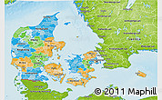 Political 3D Map of Denmark, physical outside