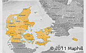 Political Shades 3D Map of Denmark, desaturated