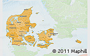 Political Shades 3D Map of Denmark, lighten