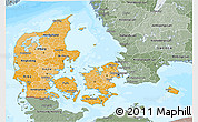Political Shades 3D Map of Denmark, semi-desaturated, land only