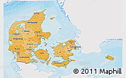 Political Shades 3D Map of Denmark, single color outside