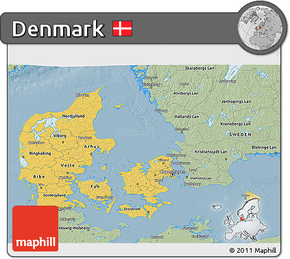 Savanna Style 3D Map of Denmark