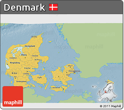Savanna Style 3D Map of Denmark, single color outside