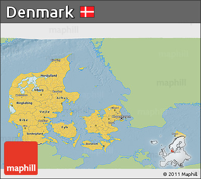 Savanna Style 3D Map of Denmark, single color outside