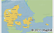Savanna Style 3D Map of Denmark, single color outside