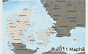 Shaded Relief 3D Map of Denmark, darken, land only