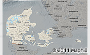 Shaded Relief 3D Map of Denmark, darken, semi-desaturated