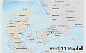 Shaded Relief 3D Map of Denmark, desaturated, land only