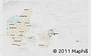 Shaded Relief 3D Map of Denmark, lighten, desaturated