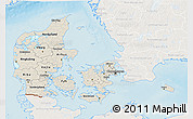 Shaded Relief 3D Map of Denmark, lighten, land only