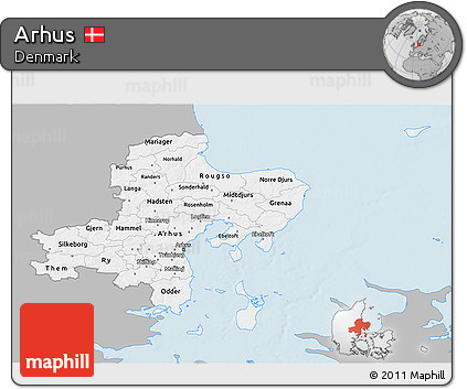 Gray 3D Map of Arhus, single color outside