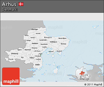 Gray 3D Map of Arhus, single color outside