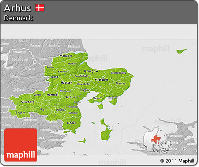 Physical 3D Map of Arhus, lighten, desaturated