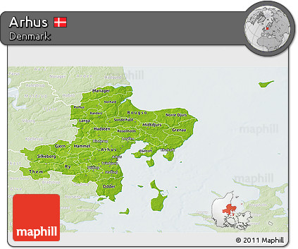 Physical 3D Map of Arhus, lighten