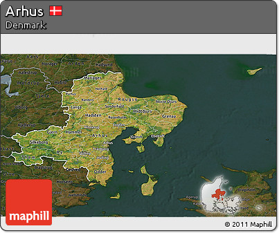 Satellite 3D Map of Arhus, darken